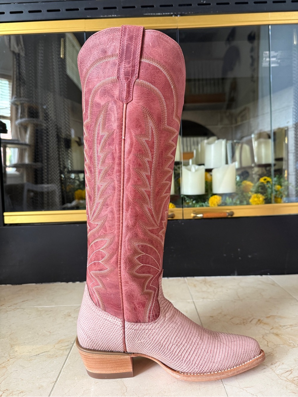 Tecovas The Abby Pink Frost Lizard Woman’s Boot Size 7 - Picture 4 of 11